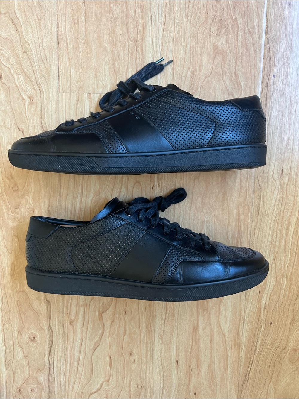 Saint Laurent Men’s SL/10 Black Leather Lace-Up Sneakers Size 10.5